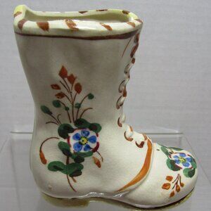 Vintage Porcelain Boot Shoe Hand Painted Floral Design Japan 4"